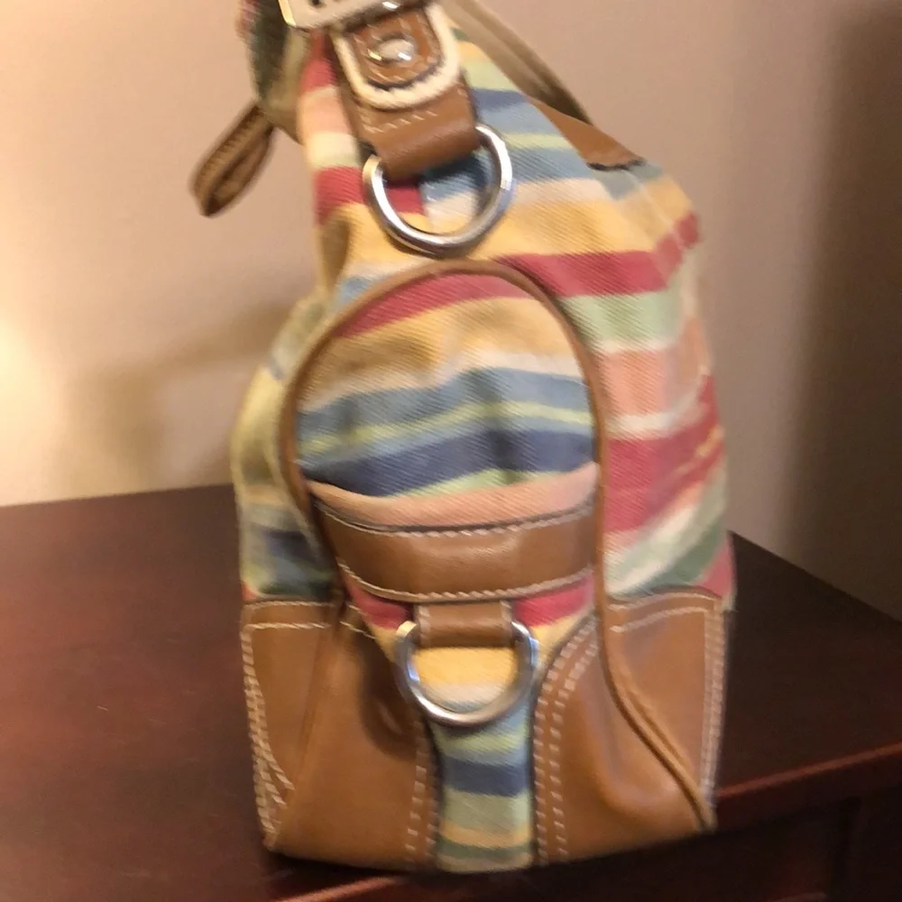 ETIENNE AIGNER Cotton Canvas Striped Multicolor Shoulder Bag